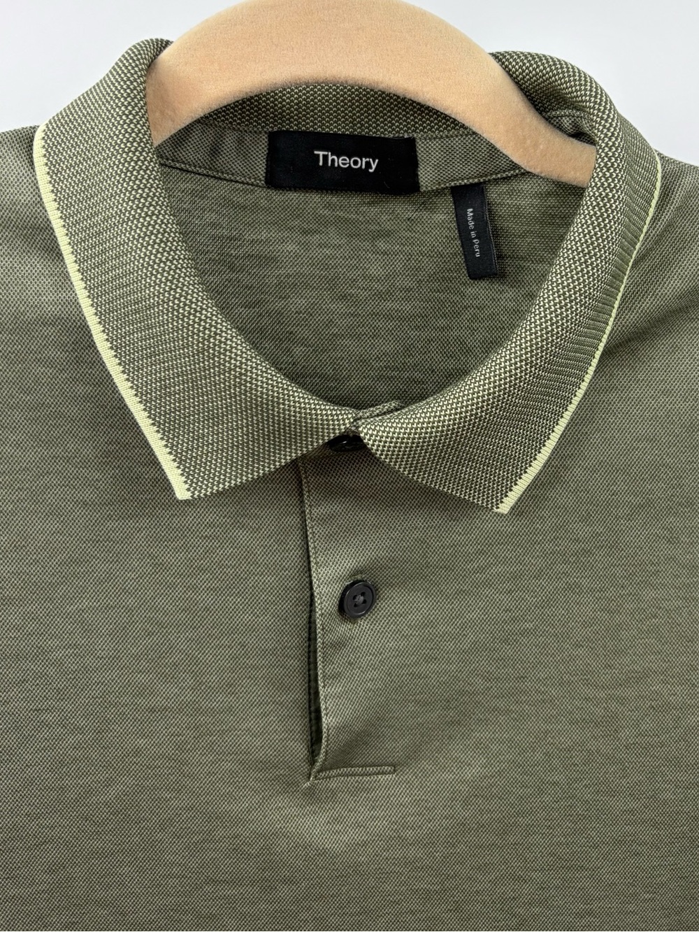 Theory Standard Current Pique Polo Olive Green Men’s Small - Picture 4 of 7